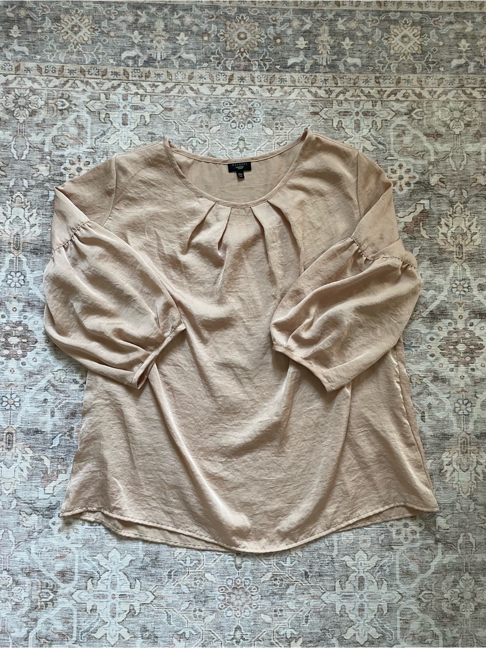 Talbots Beige Puff-Sleeve Silky Blouse